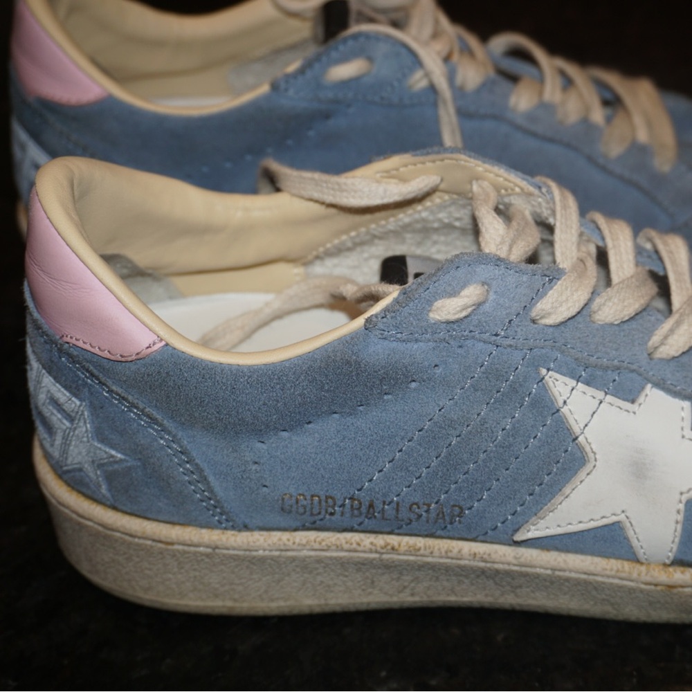 AUTHENTIC BLUE SUEDE GOLDEN GOOSE BALLSTAR W/ pink tongue